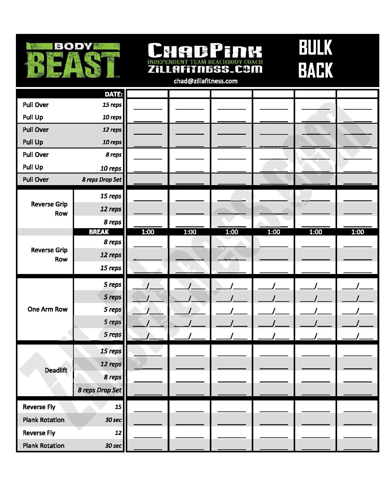 Body beast workout sheets excel